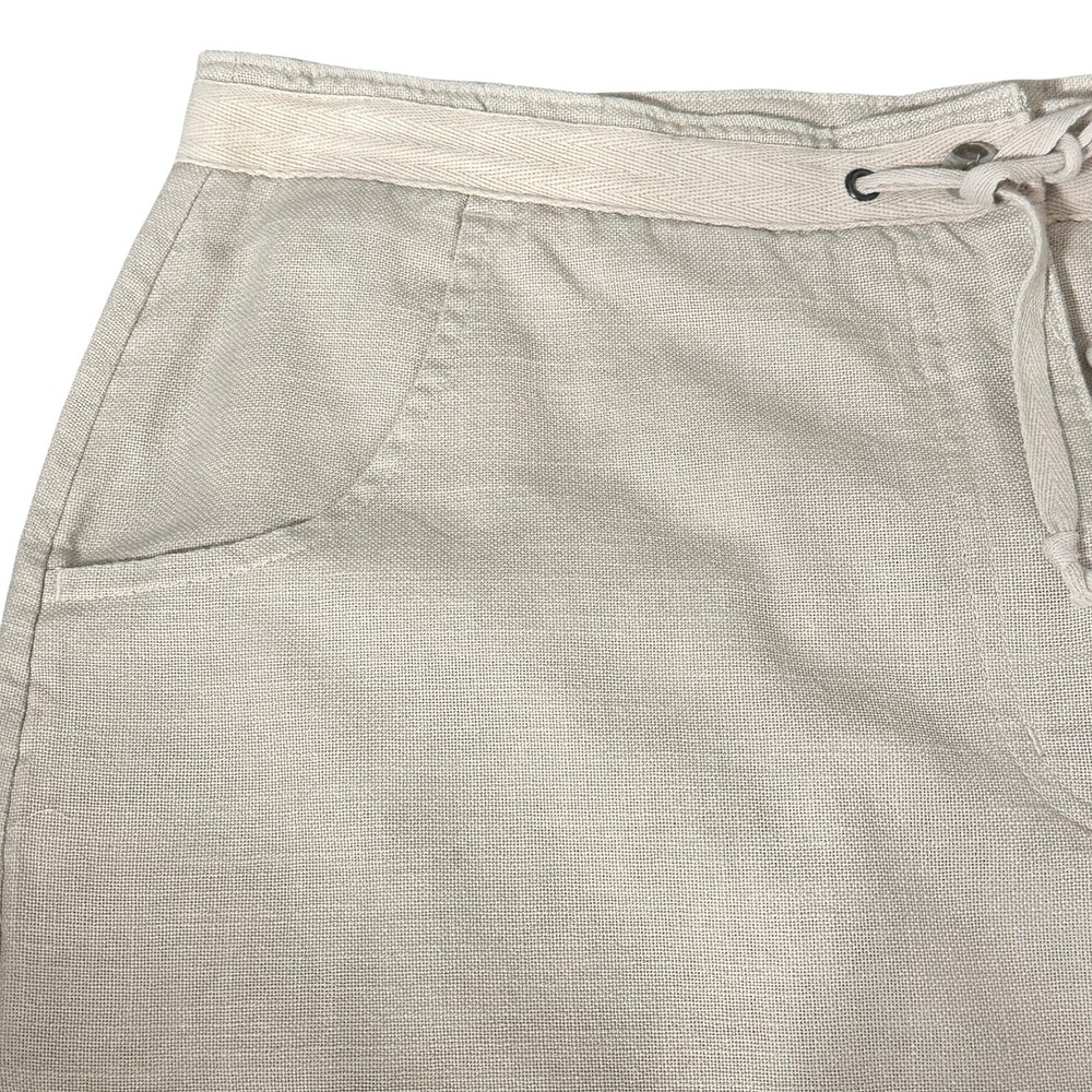 Woolrich Linen Blend A-Line Mini Skirt Beige Khaki Drawstring Pocket Size 12 - Picture 7 of 15